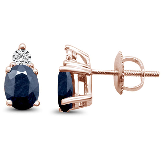 1.38ct 10k Rose Gold Blue Sapphire & Diamond Earrings