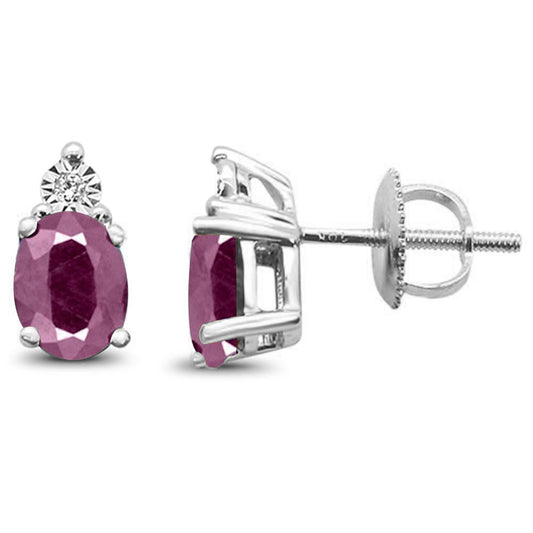 1.73ct 10k White Gold Ruby & Diamond Earring