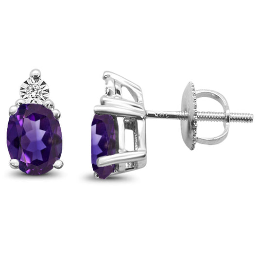 1.42ct 10k White Gold Amethyst & Diamond Earring