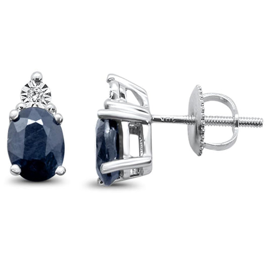 1.75ct 10K White Gold Natural Blue Sapphire & Diamond Earrings