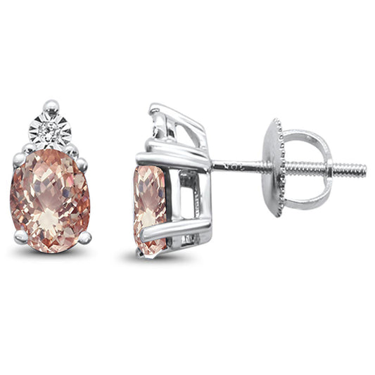 .78ct 10k White Gold Morganite & Diamond Earrings