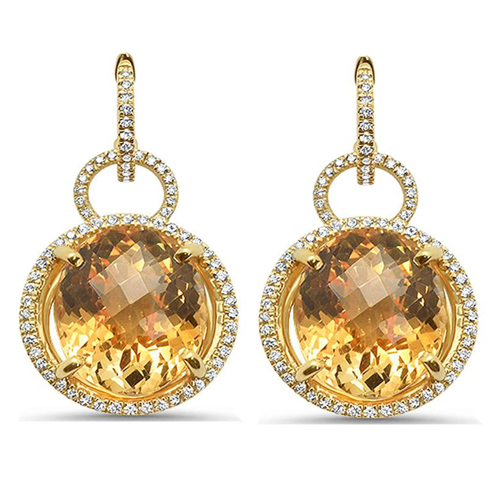 23.44ct 10k White Gold Natural Citrine Drop Dangle Earrings