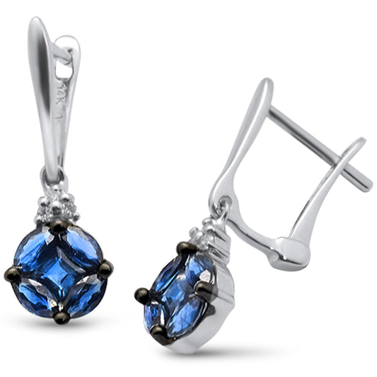 .12ct 14K White Gold Blue Sapphire & Diamond Earrings