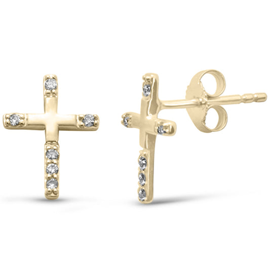 SPECIAL! .10ct G SI 14K Yellow Gold Diamond Cross Earrings