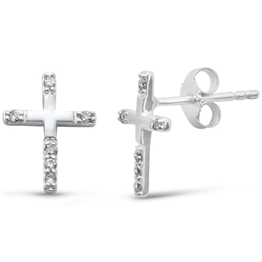 SPECIAL! .10ct G SI 14K White Gold Diamond Cross Earrings