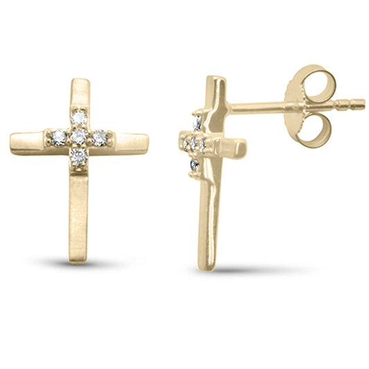 SPECIAL! .09ct G SI 14K Yellow Gold Diamond Cross Drop Earrings