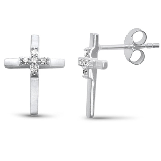 SPECIAL! .10ct G SI 14K White Gold Diamond Cross Drop Earrings