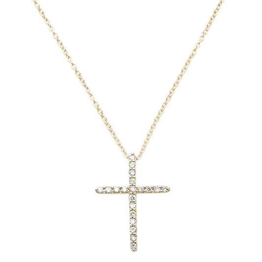 SPECIAL! .13ct G SI 14kt Yellow Gold Cross Diamond Cross Pendant 18" Long Chain