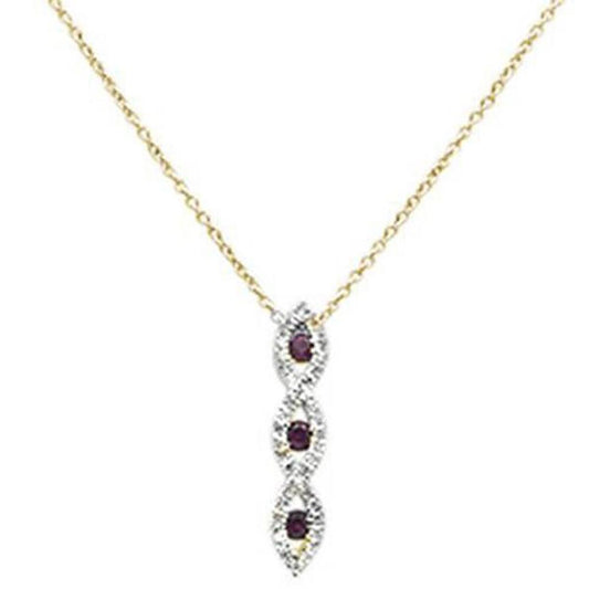 .28ct 10k Yellow Gold Diamond & Ruby Pendant Necklace 18" Long