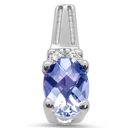 .75cts 10k White Gold Oval Tanzanite & Diamond Pendant