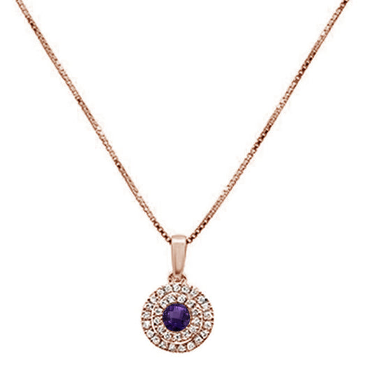 .37cts 10k Rose Gold Round Amethyst & Diamond Pendant