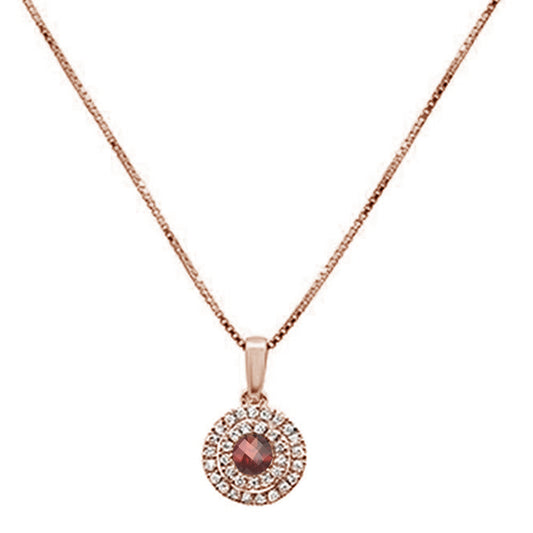 .43cts 10k Rose Gold Round Garnet & Diamond Pendant