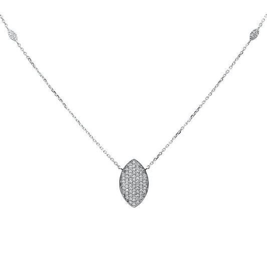 .26ct 14k White Gold Diamond Marquise Shape Modern Pendant Necklace 18"