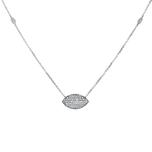 .24ct 14k White Gold Diamond Evil Eye Hamsah Protect Pendant Necklace 18"