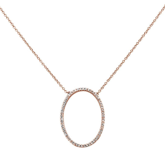 .17ct 14k Oval Modern Rose Gold Diamond Pendant Necklace 18"