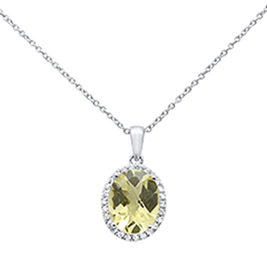 2.61ct Oval Lemon 10k White Gold Diamond Pendant Necklace 18" Long