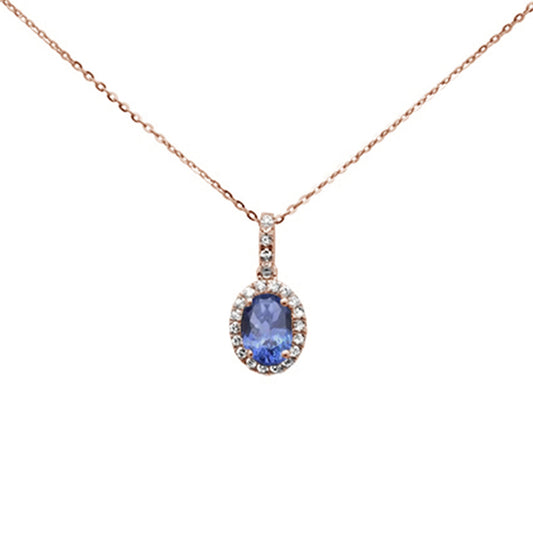 .89ct 14K Rose Gold Natural Tanzanite & Diamond Pendant Necklace 16"+ 2" Ext.