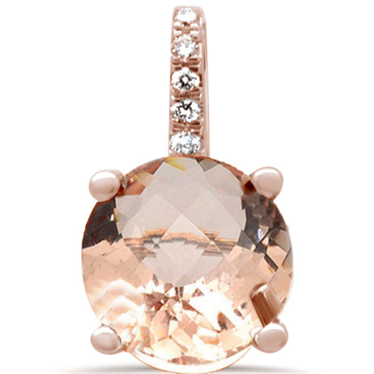 1.06ct F SI 14K Rose Gold Diamond & Morganite Gemstone Pendant