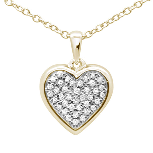 .10ct G SI 14K Yellow Gold Diamond Heart Diamond Pendant Necklace 18"