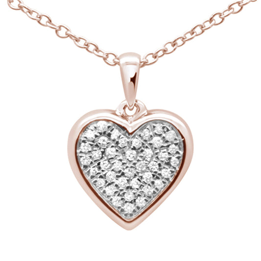 .10ct G SI 14k Rose Gold Diamond Heart Diamond Pendant Necklace 18"