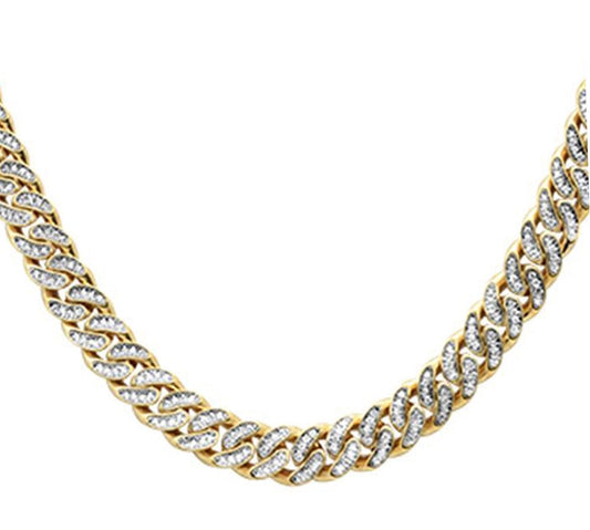 7mm 6.57ct G SI 14K Yellow Gold Diamond Round Cuban Necklace 22"