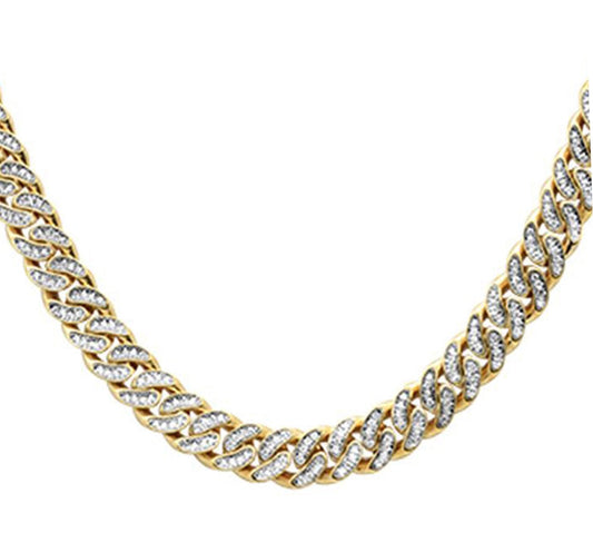 7mm 6.32ct G SI 14K Yellow Gold Diamond Round Cuban Necklace 22"