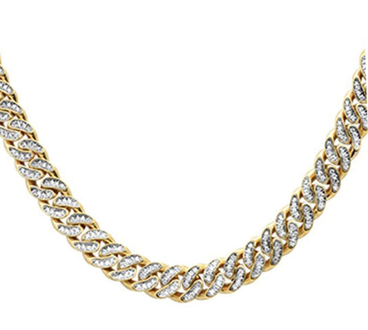 7mm 6.57ct G SI 14K Yellow Gold Diamond Round Cuban Necklace 22"