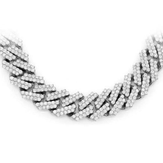 9MM 10.04ct 14KT White Gold Diamond Square Cuban Necklace 22"