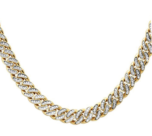 7mm 6.30ct G SI 14K Yellow Gold Diamond Iced Out Micro Pave Round Miami Cuban Necklace 22"