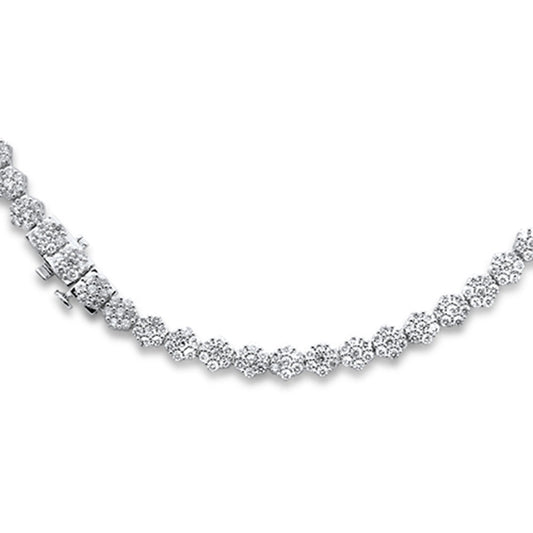 15.40ct G SI 14K White Gold Diamond Flower Tennis Necklace 22" Long