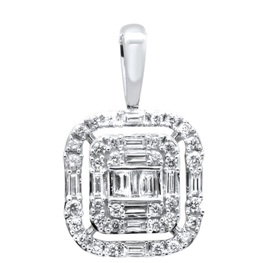 .33ct G SI 14K White Gold Round & Baguette Diamond Pendant