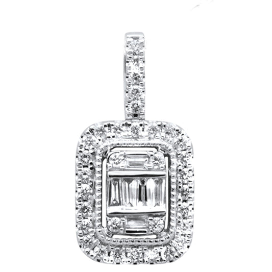 .30ct G SI 14K White Gold Round & Baguette Diamond Pendant