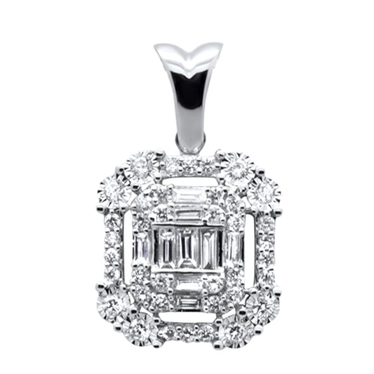 .33ct G SI 14K White Gold Round & Baguette Diamond Pendant