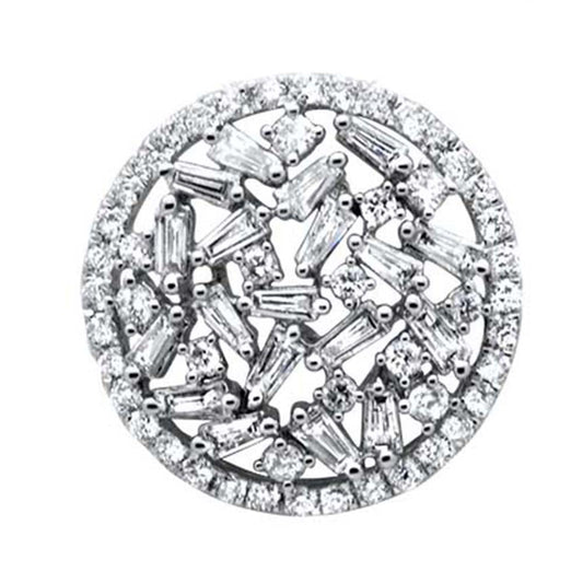 1.01ct G SI 14K White Gold Round & Baguette Diamond Charm Slide Pendant