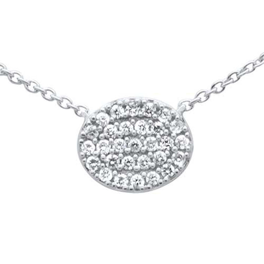 .26ct G SI 14K White Gold Oval Shaped Pendant Pave Diamond Necklace 16"
