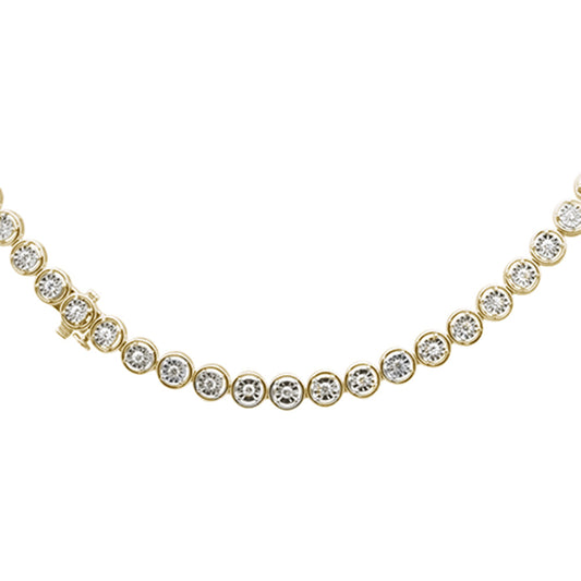2.58ct G SI 14K Yellow Gold Miracle Setting Tennis Chain Necklace 22"