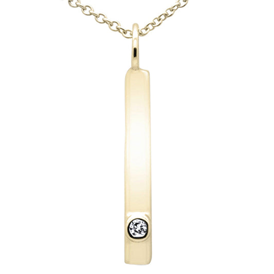 .02ct G SI 14K Yellow Gold Diamond Bar Pendant Necklace 18"