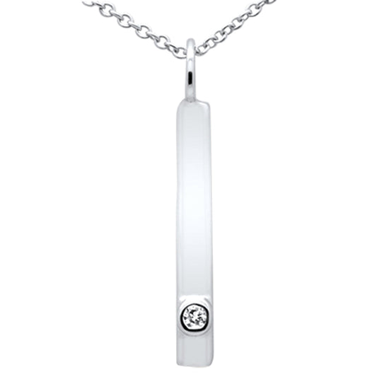 .02ct G SI 14K White Gold Diamond Bar Pendant Necklace 18"
