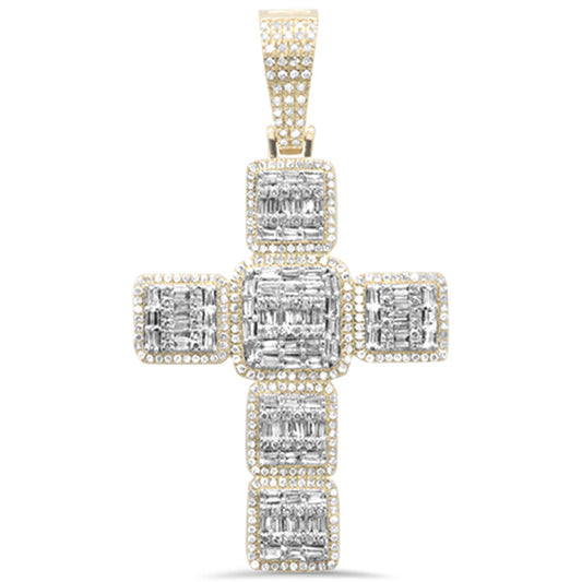 SPECIAL! 1.14ct G SI 10K Yellow Gold Round & Baguette Diamond Cross Pendant