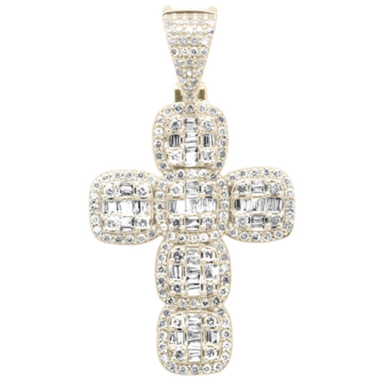SPECIAL! 1.46ct G SI 10K Yellow Gold Round & Baguette Diamond Cross Pendant