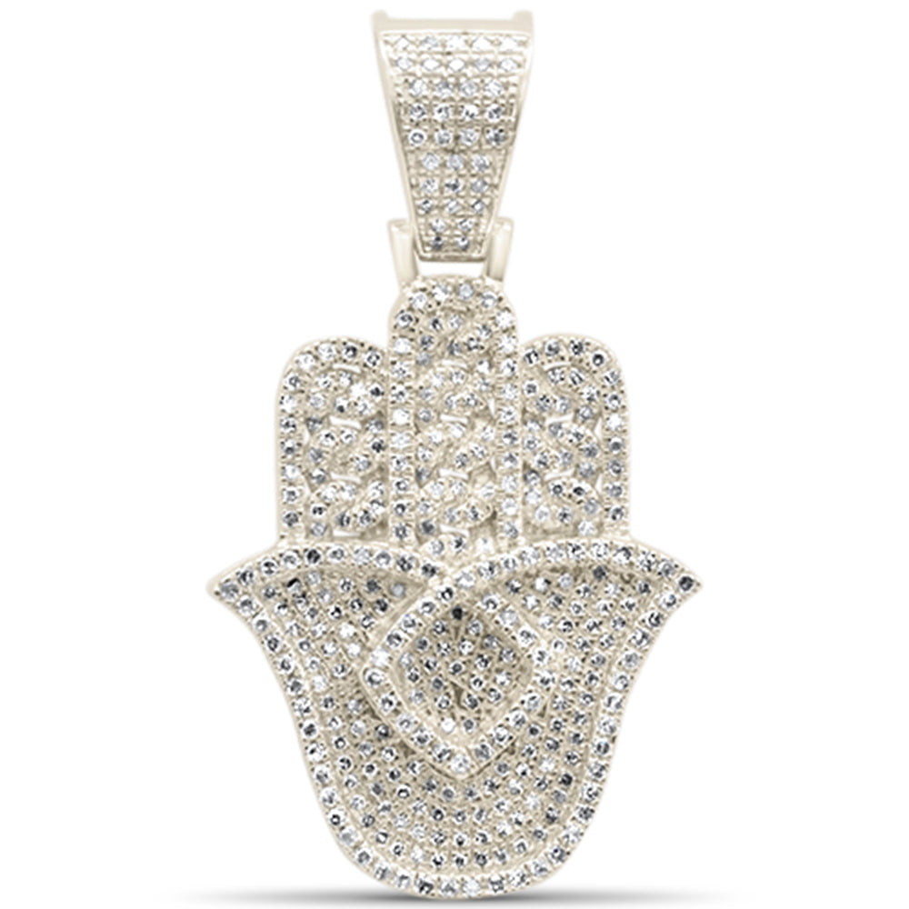 .66ct G SI 14K Yellow Gold Diamond Hamsa Charm Pendant