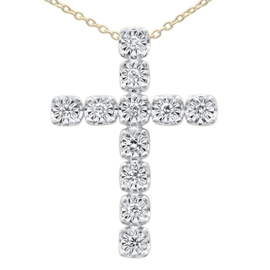 SPECIAL! .25ct G SI 10K Yellow Gold Diamond Cross Necklace Pendant