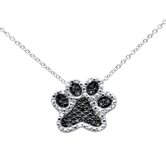 SPECIAL! .10ct G SI 14K White Gold Diamond Dog Paw Pendant Necklace 18"