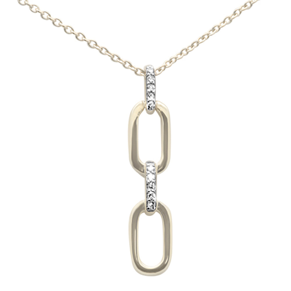 .04ct G SI 14K Yellow Gold Diamond Forzatina Drop Pendant Necklace 18"