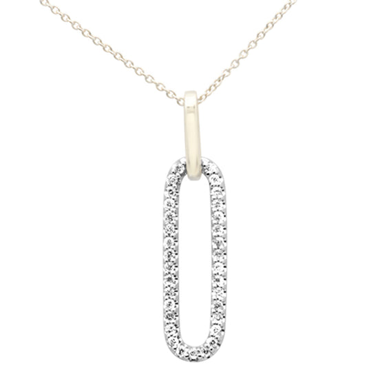 SPECIAL! .25ct G SI 14K Two Tone Gold Diamond Paper Clip Pendant Necklace 18"