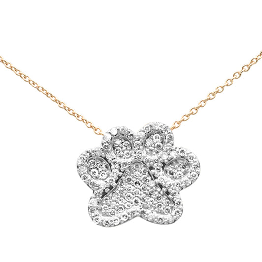 .46ct G SI 14K Yellow Gold Diamond Dog Paw Necklace Pendant 18" Long
