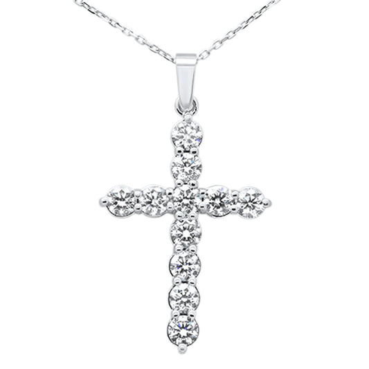 SPECIAL! 2.05ct G SI 14K White Gold Round Diamond Cross Pendant Necklace 18"