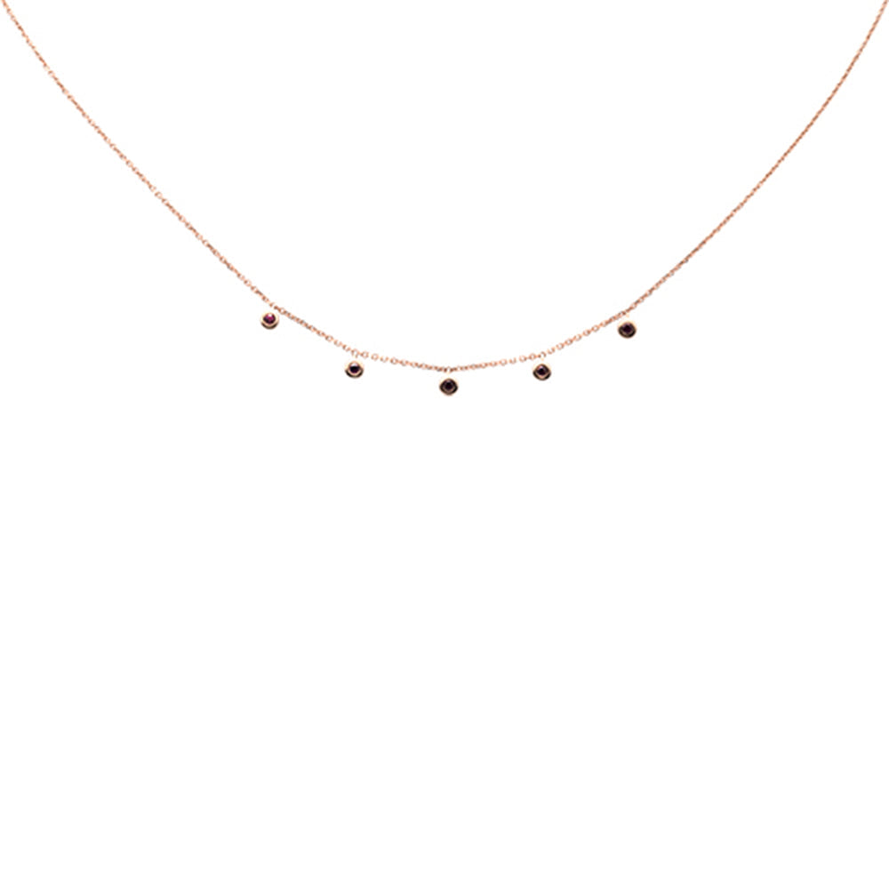.14ct 14K Rose Gold Diamond Natural Ruby Gemstone Diamond By The Yard Pendant Necklace 18"