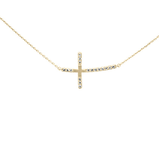 SPECIAL! .15ct G SI 14K Yellow Gold Diamond Side Cross Pendant Necklace