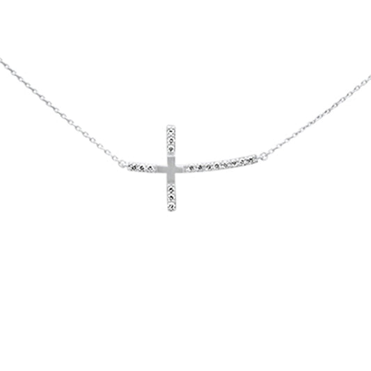 SPECIAL! .15ct G SI 14K White Gold Diamond Side Cross Pendant Necklace